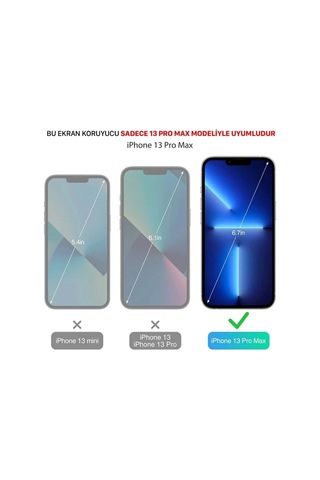 Apple Uyumlu iPhone 13 Pro Max  Premium Ekran Koruyucu 9h Sert Temperli Kırılmaz Cam Koruma Şeffaf