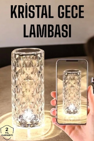 Kristal Dokunmatik Ve Kumandalı Masa Ve Gece Lambası Çok Renkli