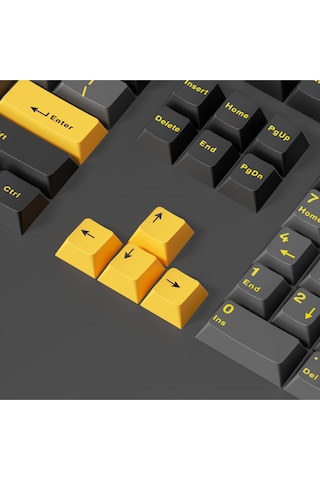 Mekanik Klavye Pbt Çift Baskı Keycap Seti Siyah -gri -sarı 128 Tuşlu Keycap