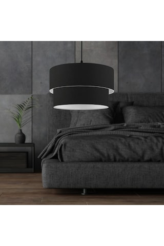 North Home Dark Siyah Kumaş İki Katlı Pasta Avize Yatak Odası Salon Sarkıt Siyah
