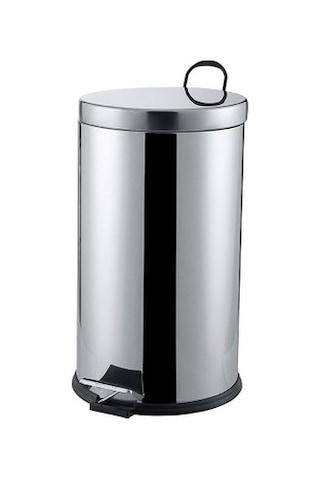 Pedallı 16lt Krom Metal Çöp Kovası 5332 Siyah