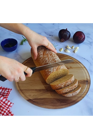 Kanallı Cam Kesme Tablası | Yeni Ahşap Desen | Çap32cm