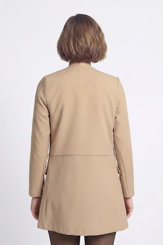 Armonika Kadın Bej Beli Dikişli Uzun Ceket Arm-26k001017