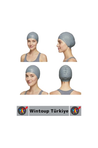Bone Esnek Yumuşak Silikon Havuz Deniz Yüzme Kulağa Su Geçirmez Büyük Beden Saç Bonesi 2 Adet Çok Renkli