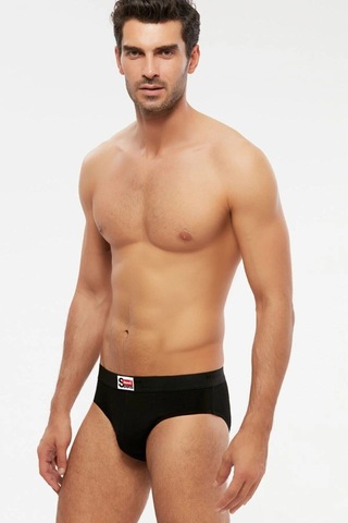 Kom Erkek Siyah Ariel Silip Spor Kesim Slip Külot 2'li Paket Beyaz