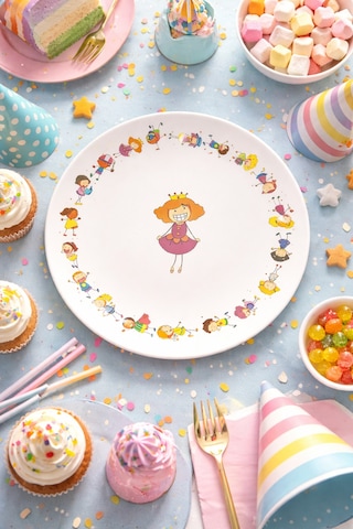 Grandora Kraliçe Kız Çocuk Desenli 6 Adet Pasta Tatlı Tabağı 20 Cm Çocuklara Özel Tatlı Pasta Sunum Tabak Çok Renkli