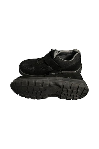 S-1 Ortopedik Çelik Burunlu Yandan Cırt Cırtlı Süet Siyah İş Ayakkabısı Siyah
