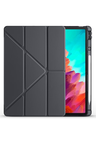 Teleplus Lenovo Idea Tab Pro 12.7 Tb-373fu Kılıf Trifolding Katlanabilir Smart Kalemlikli Kapak Kapaklı Kılıf
