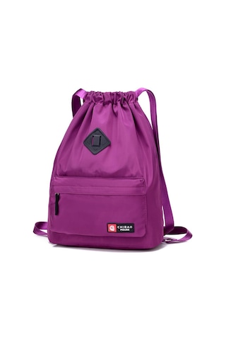 Mor İpli Seyahat Sırt Çantası Su Geçirmez Naylon Büyük Kapasiteli Saklama Çantası Kadın Omuz Çantası Mor
