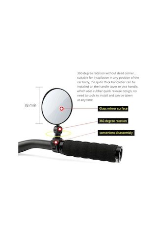 Bisiklet ve Scooter Aynası Geniş Açılı Dikiz Ayna Siyah