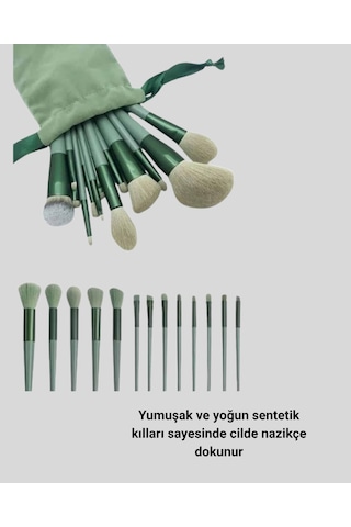 13 Lü Profesyonel Makyaj Fırça Seti Yumuşak Sentetik Kıllı, Tüm