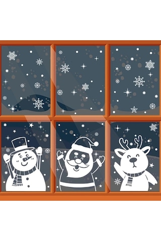 Noel Yeni Yıl Happy Christmas Yılbaşı Sevimli Geyik Noel Baba Sevimli Kardan Adam Sticker Seti