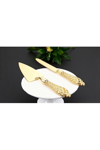 Elta Collection 2 Li Gold Metal Servis Spatula Ve Bıçak Sarı