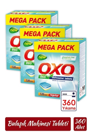 Oxo 360 Adet Bulaşık Makinesi Tableti Mega Paket Deterjan Hepsi B