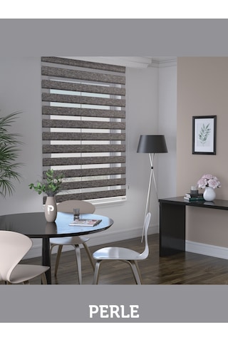 Br Perle Koyu Gri Renk Bambu Stor Zebra Perde Yüksek Kalite Alüminyum Kasa Koyu Gri