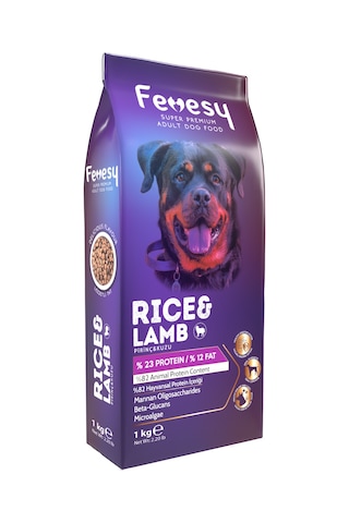 Fevesy Kuzu & Pirinçli Yetişkin Köpek Maması 1 KG