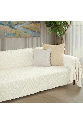 Ponela Koltuk Örtüsü Kaymaz Bohem Punch Kabartmalı 3 Boyutlu 175x350 Cm X- Large Kaymaz, Krem Ponela Koltuk Örtüsü Kaymaz Bohem Punch Kabartmalı 3 Boyutlu 175x350 Cm X- Large Kaymaz, Krem