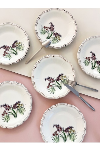 Porser Porselen Amber Pasta Takımı 22cm 6 Kişilik 6 Parça Çok Renkli