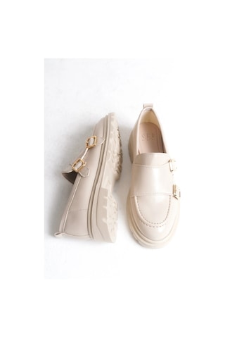 Sermoda Loafer Kadın Ayakkabı - Makosen Tokalı Casual Günlük Kadın Ayakkabı Ten Rugan