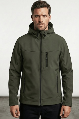 Erkek Mont İçi Polarlı Softshell Mont Su Ve Rüzgar Geçirmez Kapüşonlu Spor Mont Haki