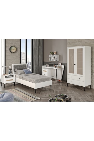 Trio White M Genç Odası %100mdf Beyaz