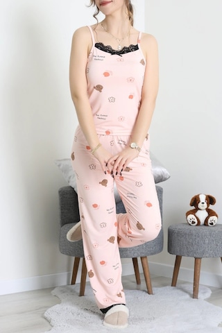 Modi Milan İp Askılı Pijama Takımı Pudra - 320.1287. Açık Bej - Siyah