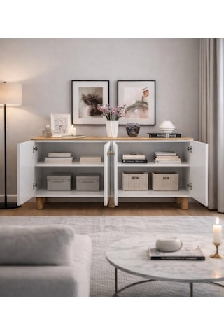 Pema Home %100 Mdf Membran Kaplama Bohem Peri Konsol Beyaz - Ceviz