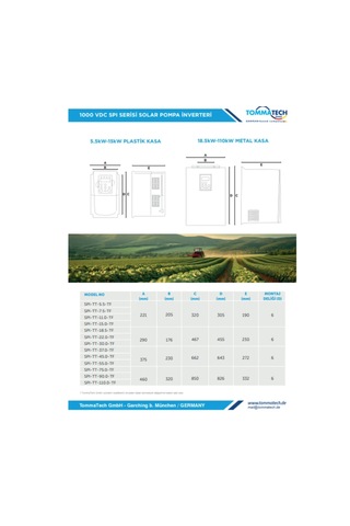 Tommatech 11 Kw 1000vdc 3 Faz/380vac Sulama Pompası Inverteri