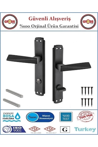 Prizma Wc Banyo Kapı Kolu - Mat Siyah - 1 Takım Ön Ve Arka - Sol