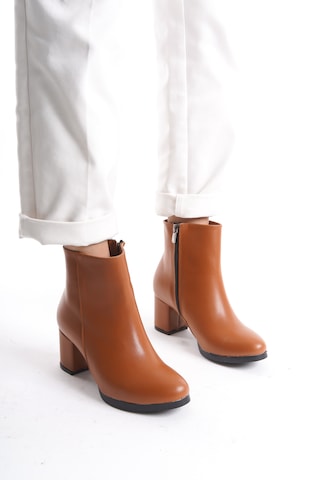 Kadın Liva Düz Topuklu Kısa Bot Taba Deri
