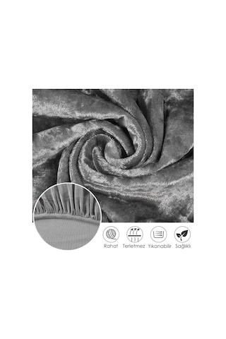 Upmall Kadife Oval Sandalye Kılıfı,sandalye Örtüsü Antrast 6 Adet