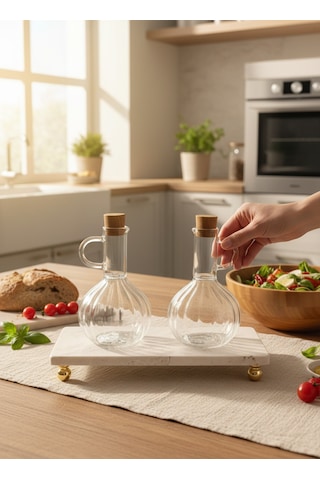 Akayev Traverten 23x12 Cm Altın Boncuk Ayaklı Yağdanlık Ve Sıvı Sabunluk Standı Bej