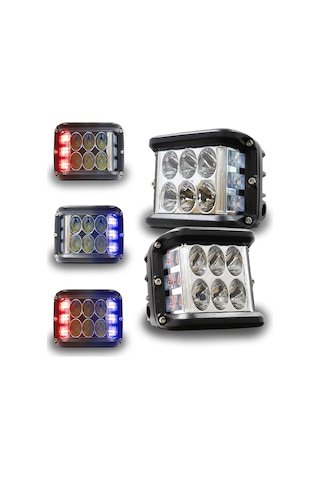 Off Road Sis Lambası Beyaz-kırmızı-mavi 12 Led 36w Aliminyum Kasa Set 2 Adet