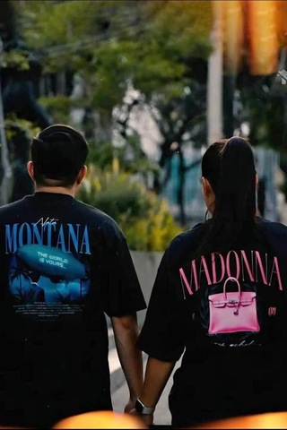 Brz Collection Unisex Oversize Nata Montana And Madonna Best Friend T-shirt-siyah Siyah