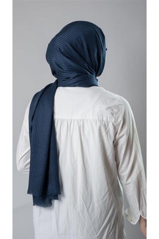 Petrol Mavisi İnce Çizgili Şal Viskon Kumaş Bursa Dolama 202111 17 Petrol Mavisi