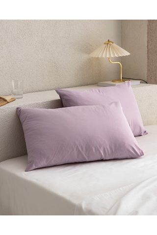 Madame Coco Manon %100 Pamuk Ranforce Düz 2'li Yastık Kılıfı Seti Açık Mürdüm