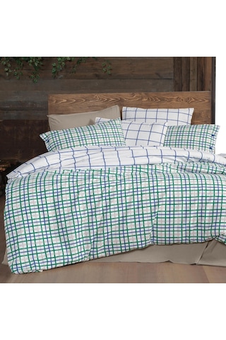 Mayon King Size Battal Boy %100 Pamuk Flanel Pazen Nevresim Takımı Mavi MAVI