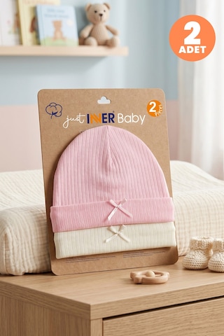 Just Inner Kız Bebek 2'li Pamuk Bere Düz Renk Dokulu Esnek Ve Konforlu 682501 Pembe