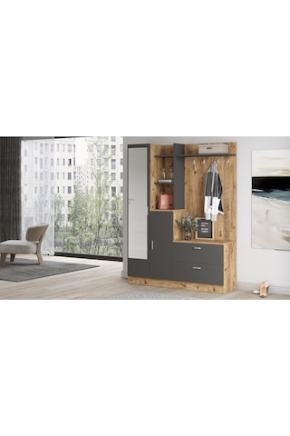 Robinhome Robin Home Bella Aynalı Raflı Vestiyer Ayakkabılık Portmanto Antr