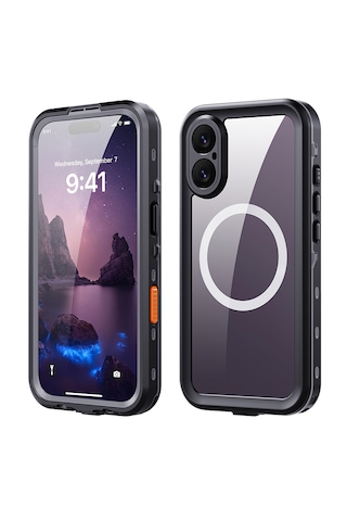 Apple Uyumlu iPhone17 Kılıf 360 Ön Arka Koruyucu Su Geçirmez 1-1 Silikon Zırhlı Kapak Siyah