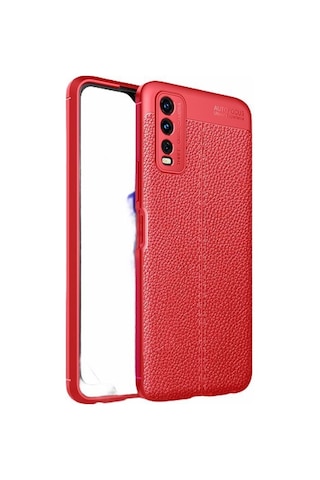 Smcase Vivo Y11s Kılıf Kamera Korumalı Deri Dokulu Niss Silikon Siyah