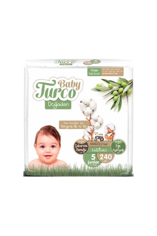 Baby Turco Doğadan Bebek Bezi 5 Numara Junior 240 Adet