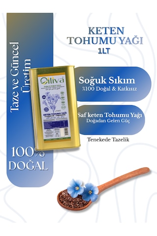 Keten Tohumu Yağı 1 L Teneke Soğuk Sıkım, %100 Doğal, Katkısız