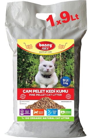 Bonny Nice Doğal Pellet Çam Peleti Kalın Kedi Kumu 9 L