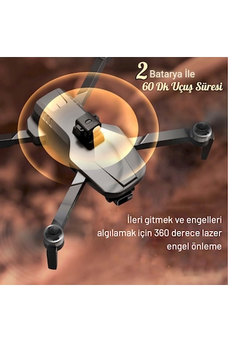 Piha S155 Drone 3 Axis Gimbal 2 Batarya İle 60 Dakika Uçuş Süresi Beni Takip Et Modu 4K HD Kamera Ve Lazerli Engelden Kaçınma Modu