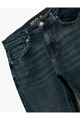 Koton Normal Bel Pamuklu Straight Fit Jean Pantolon - Mark Jean Koyu İndigo 6wam40167nd
