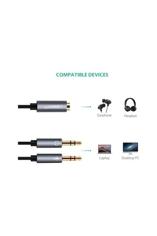 Ebitda 3.5mm Stereo Y Splitter Kulaklık Adaptörü, 24k Altın Konektör, Pc-mikrofon Bağlayıcı