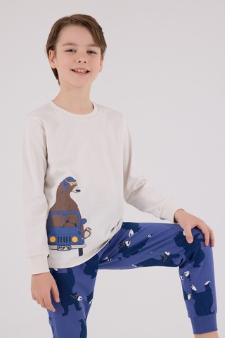 Rolypoly Erkek Çocuk Beyaz Pijama Takımı Rp3658-c-v1