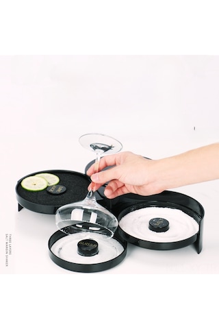 Shineyee Üç Katlı Plastik Bar Baharat Kutusu - Tuz Kenarı Tasarımı İle Margarita Ve Kokteyller İçin Profesyonel Depolama Kutusu Siyah Diğer