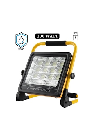 Güneş Enerjili Solar Şarj Edilebilir 4 Modlu Acil Durum Led Panel Sarı - Siyah